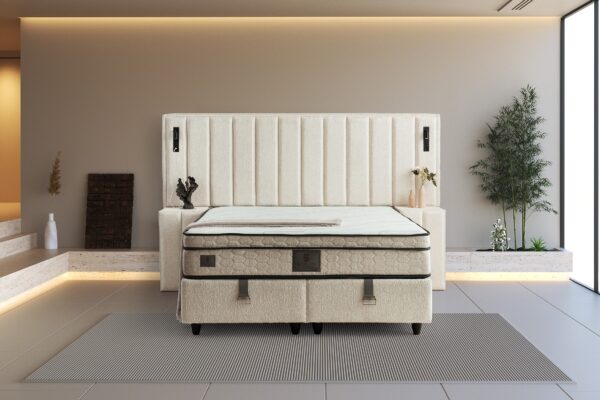 Boxspring Pella Crème wit