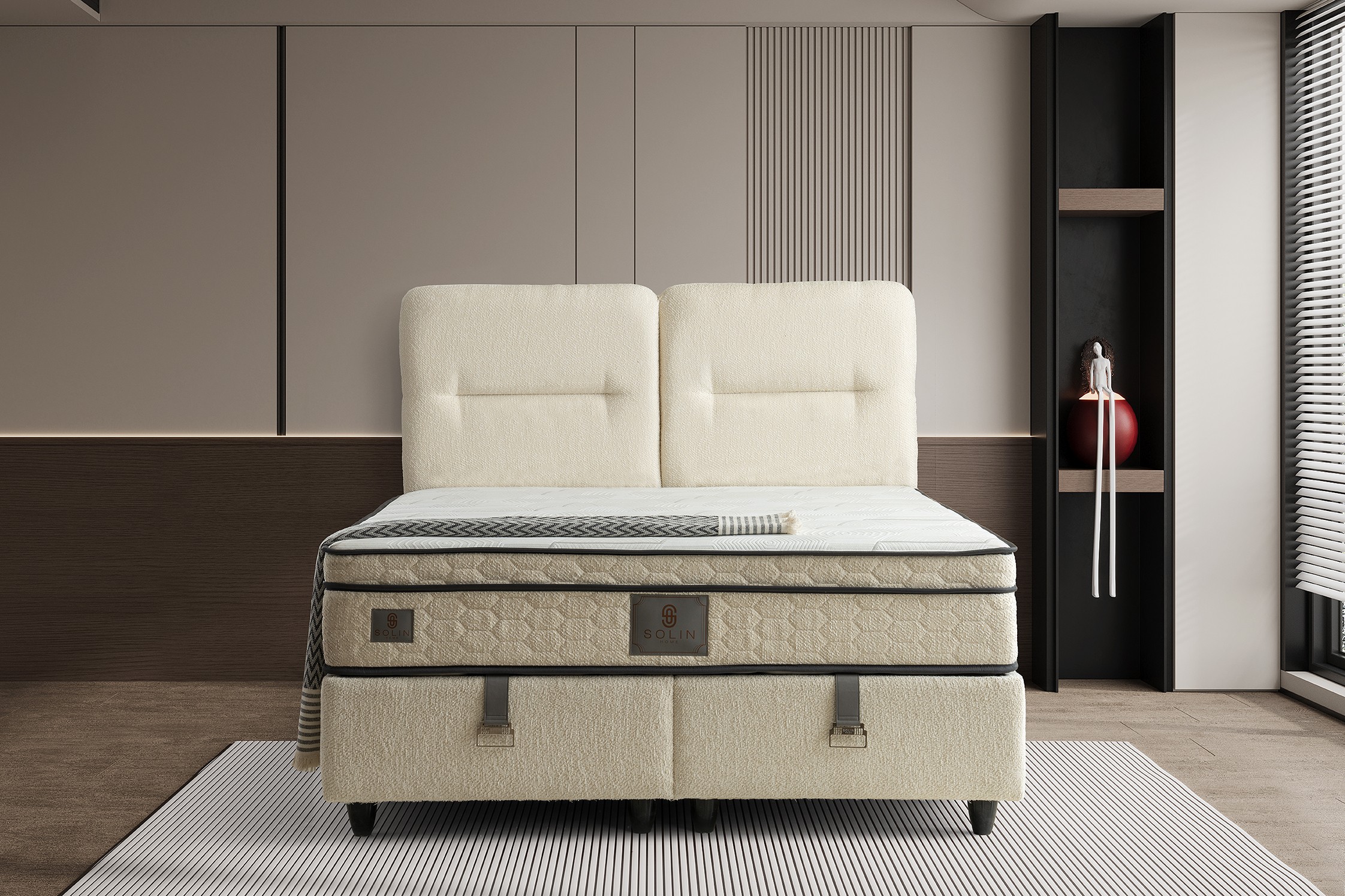 Boxspring Derin Crème wit