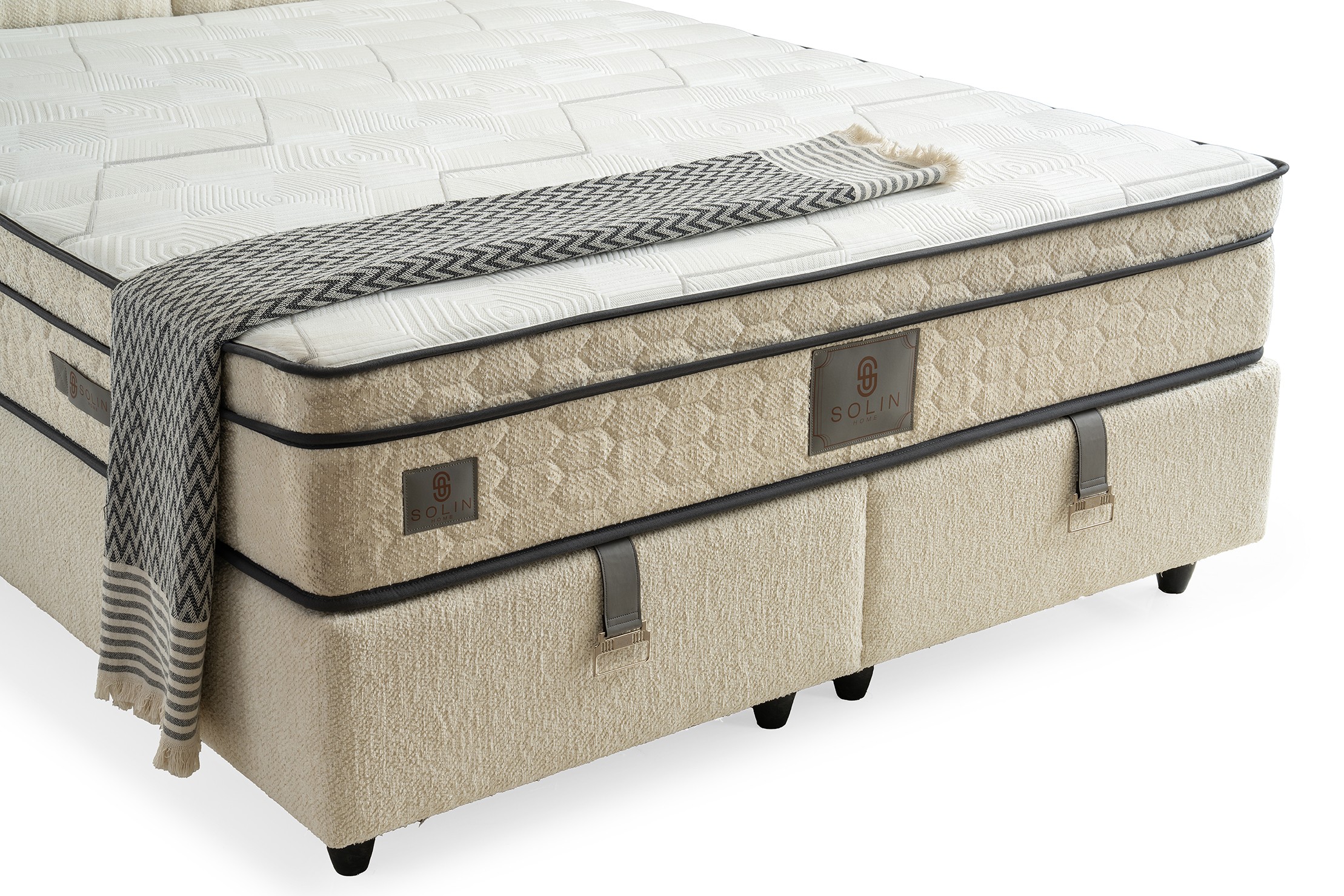 Boxspring Derin Crème wit