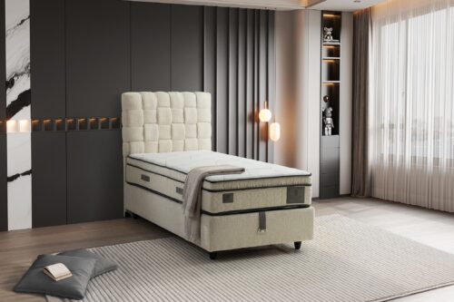 Eenpersoonsbed Hasir Crème wit